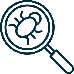 bug under a magnifying glass icon